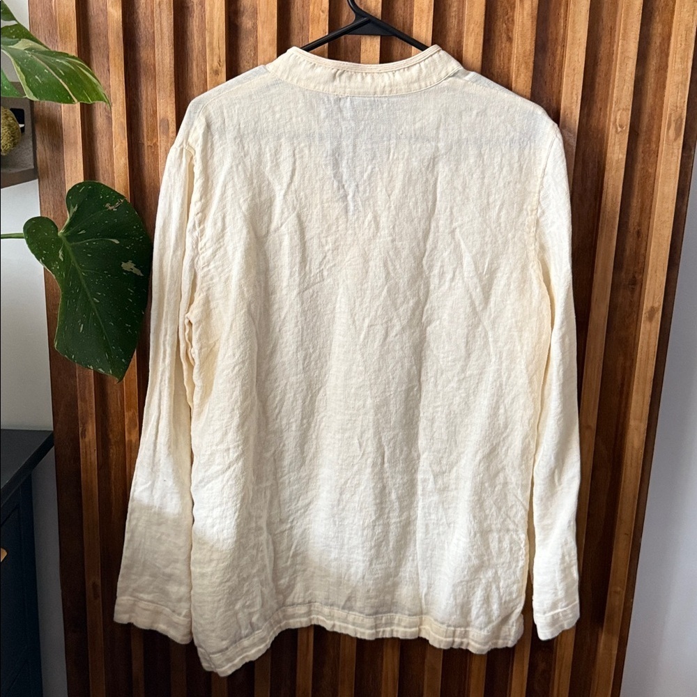 Vintage Lauren Ralph Lauren 100% Linen Mandarin Neckline Oversized Tunic. L - Picture 4 of 10